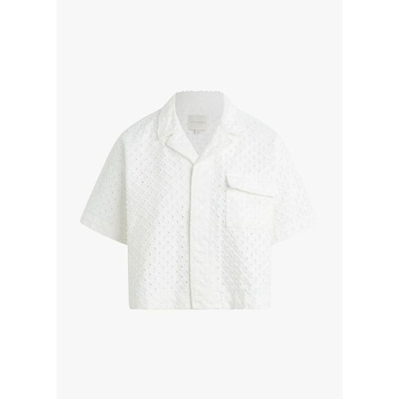 New $198 Favorite Daughter The Micha Denim Shirt Crop Top in White Size Small - Picture 1 of 8